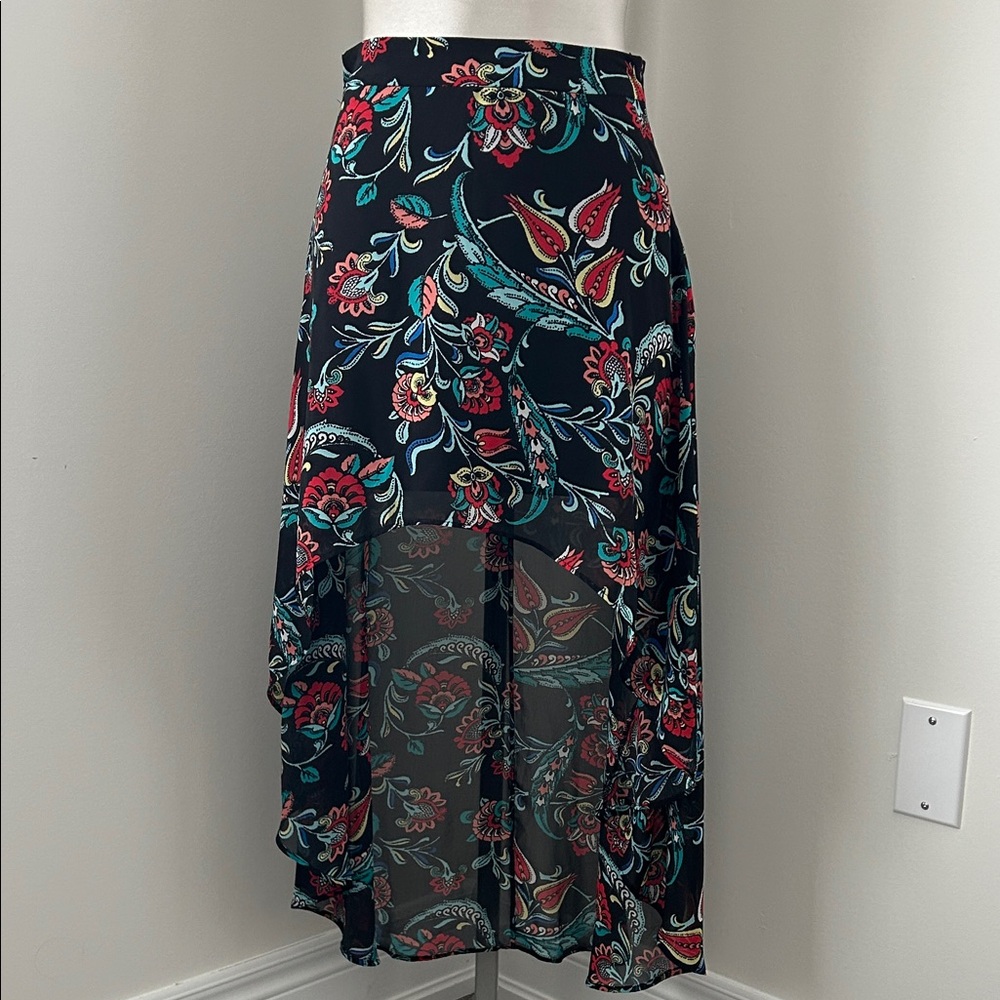Floral High-Low Skirt